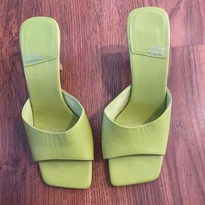 Jeffrey Campbell lime green kitten heel sandals